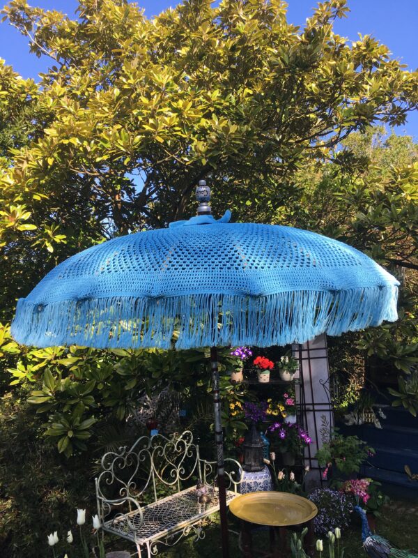 Blue woven umbrella